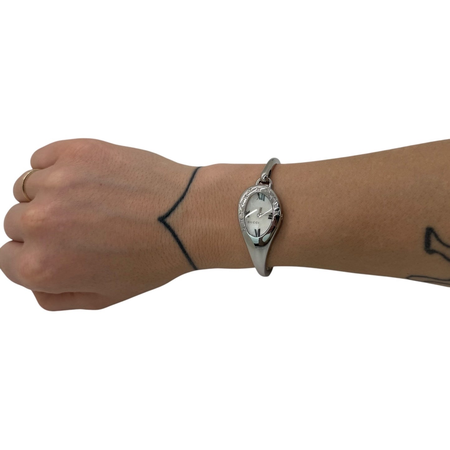 Gucci Horsebit Diamond Star Bangle Watch