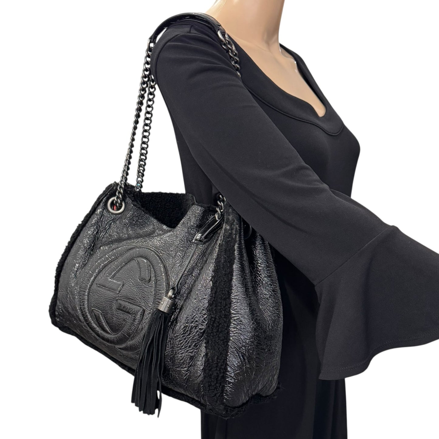 Gucci Soho Shearling Double Chain Bag