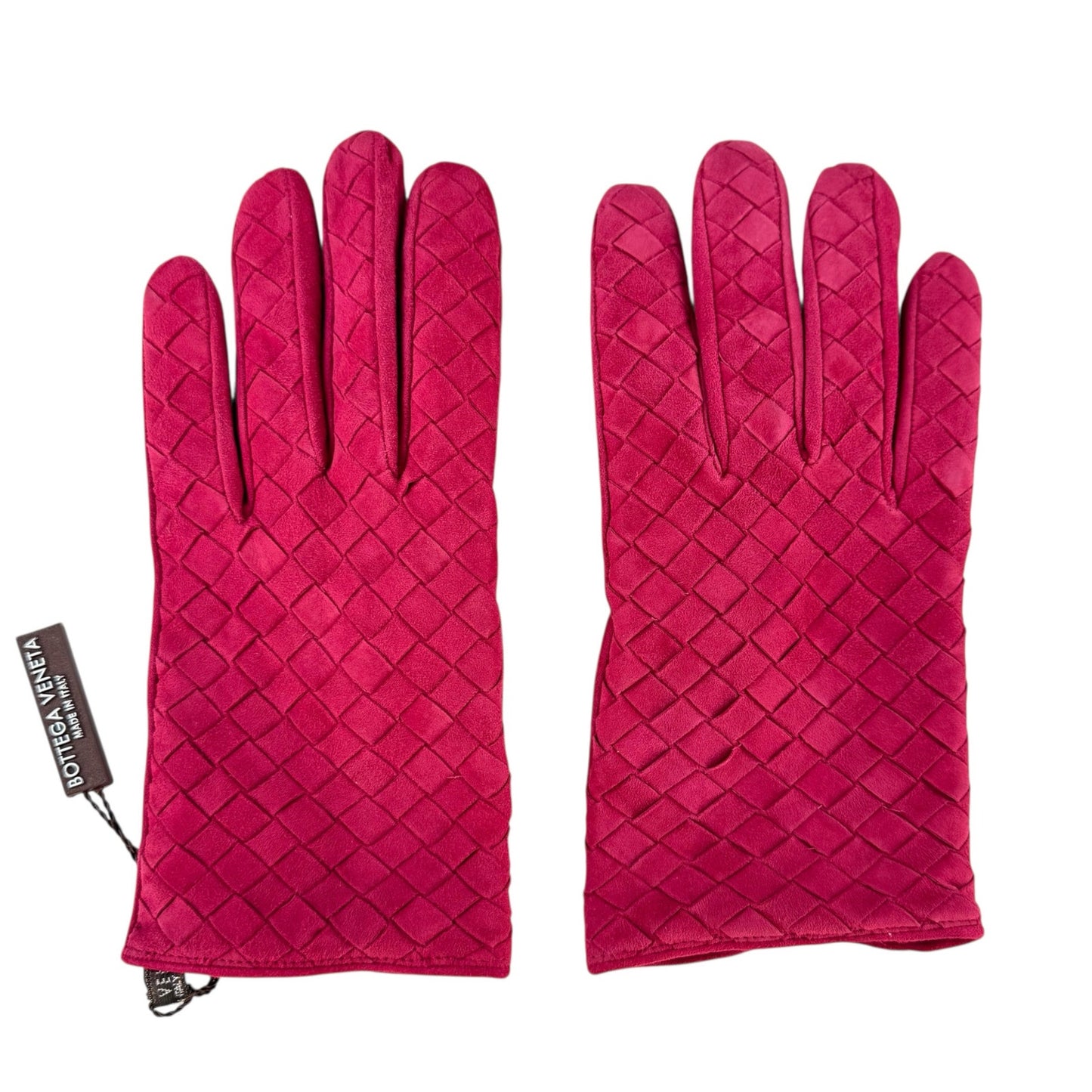 Bottega Veneta Pink Suede Intrecciato Gloves