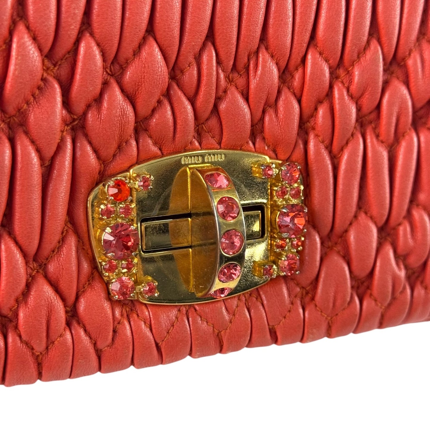 Miu Miu Mattelasse Crystal Flap Bag