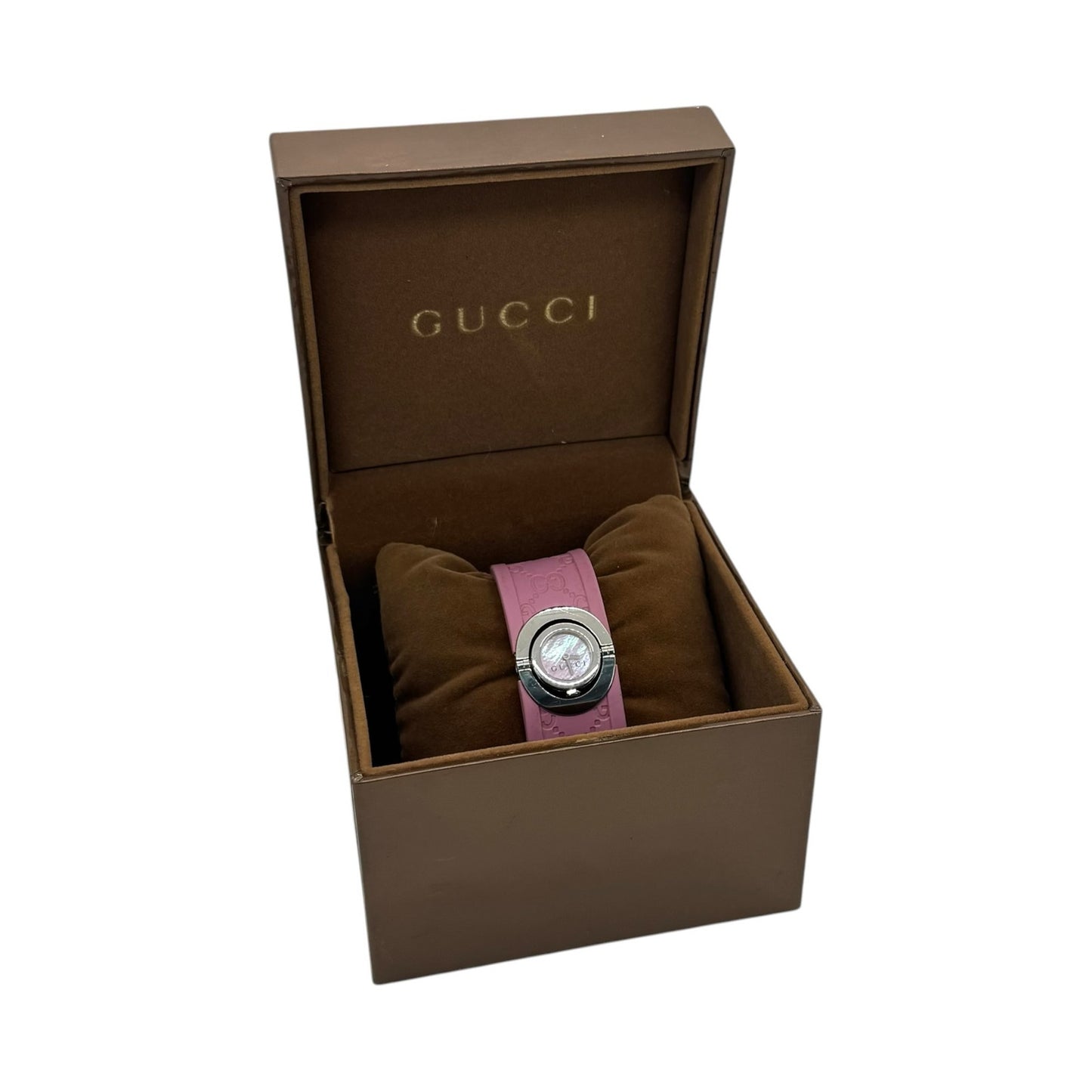 Gucci GG Twirl Pink Rubber Bangle Watch