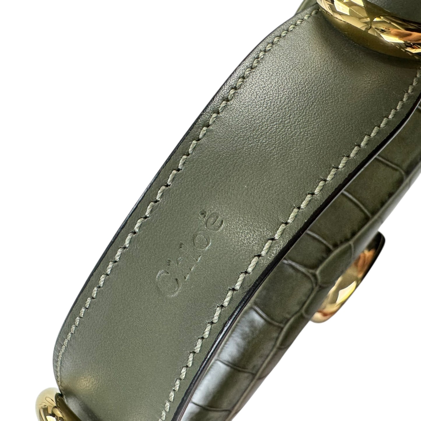 Chloe Crocodile Embossed Mini C Two Way Bag