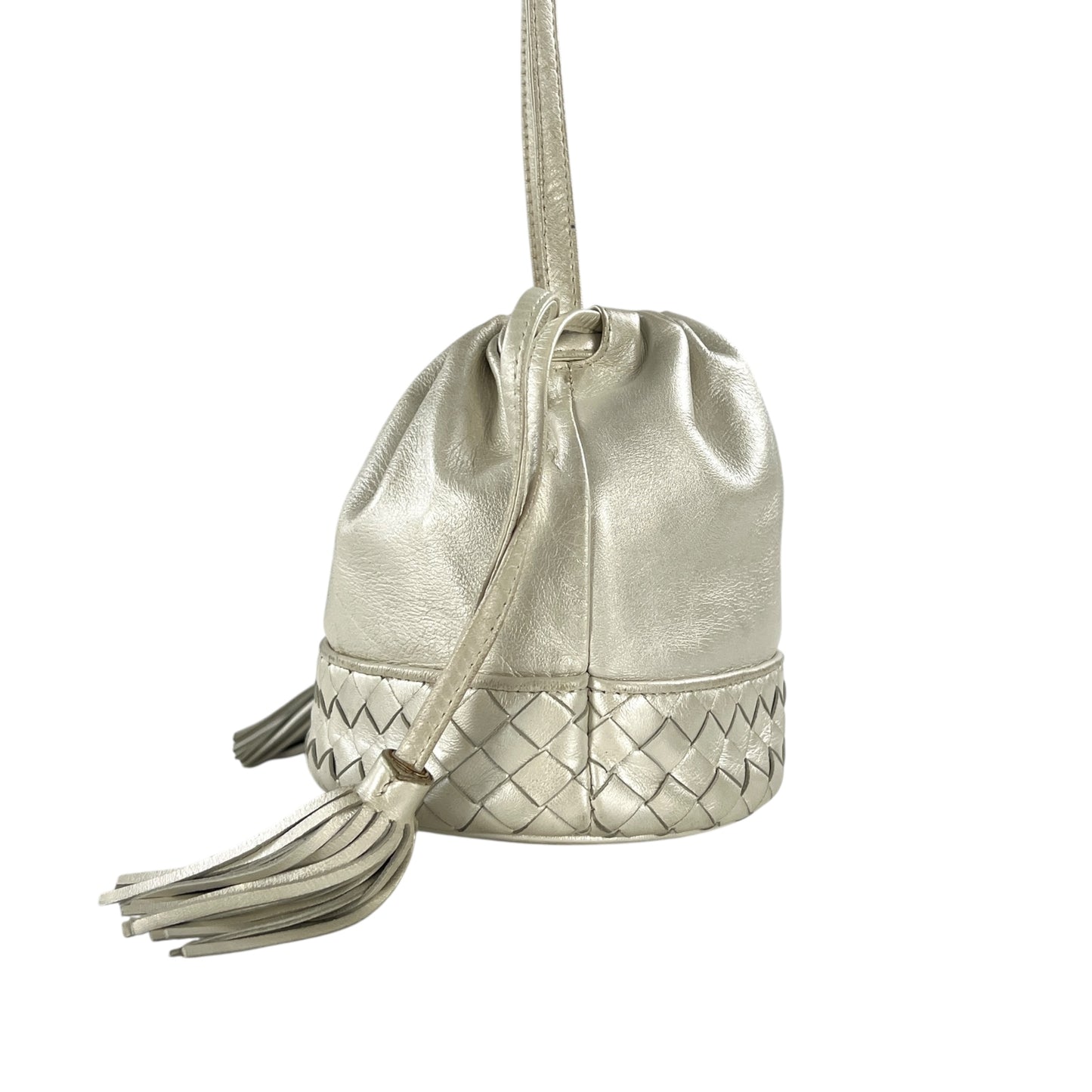 Bottega Veneta Vintage Metallic Drawstring Crossbody Bag