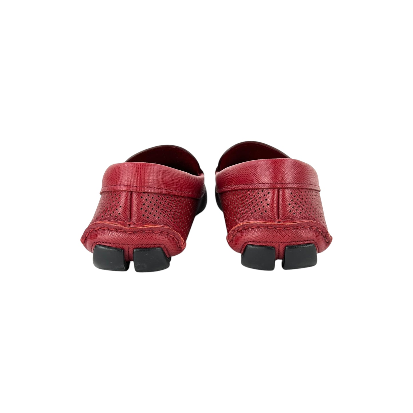 Prada Perforated Saffiano Leather Loafers