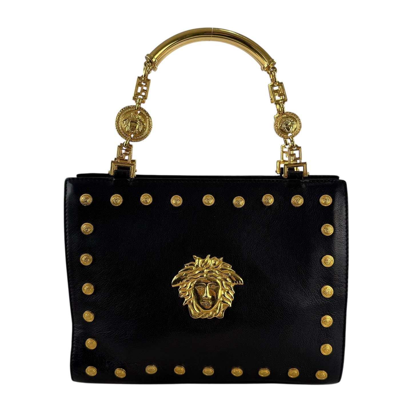 Versace Studded Medusa Leather Handbag