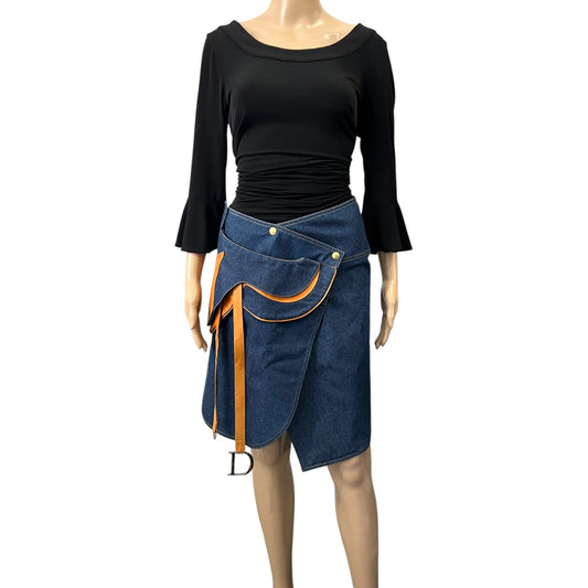 Dior John Galliano Saddle Denim Skirt