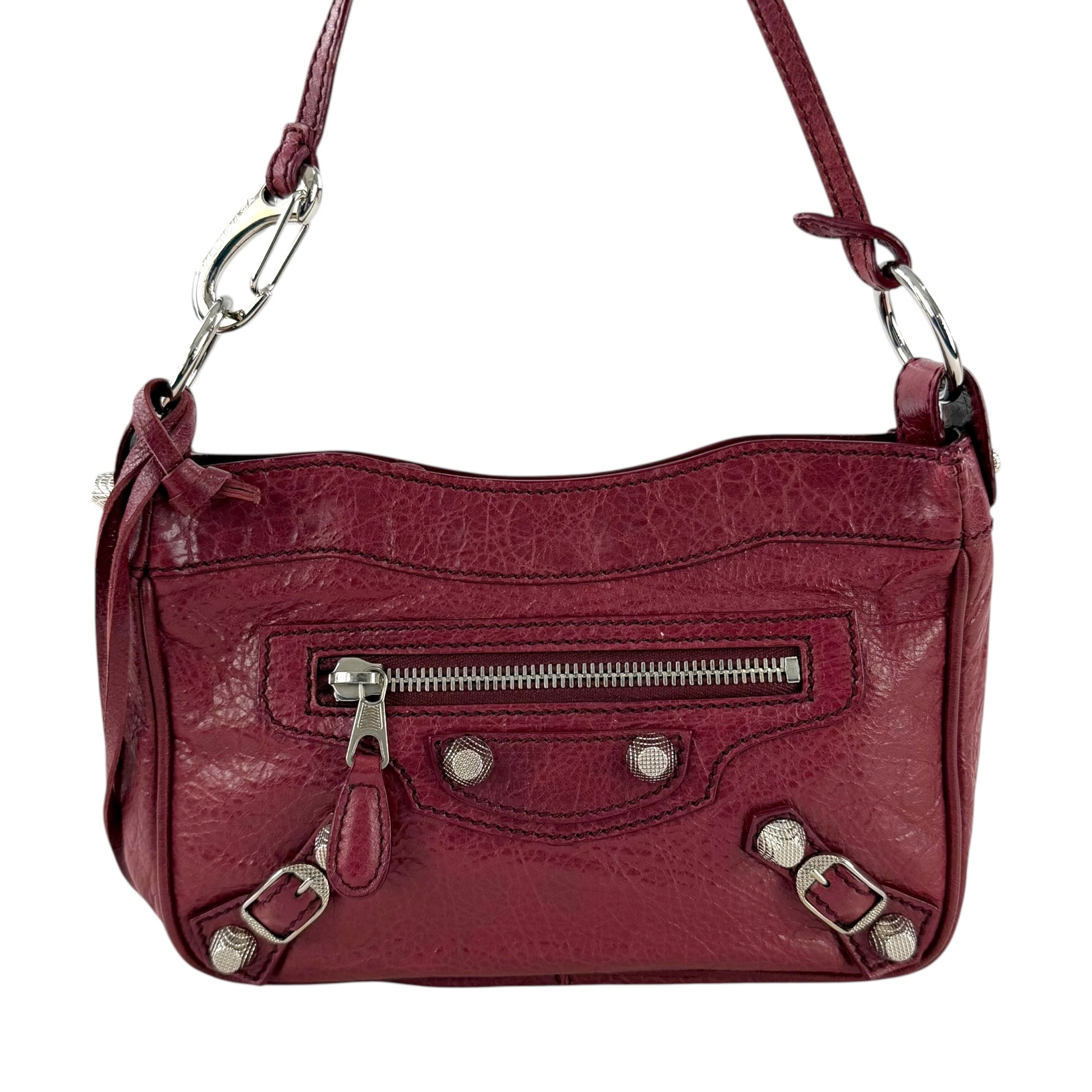Balenciaga Leather Motocross Hip Giant Studded Shoulder Bag