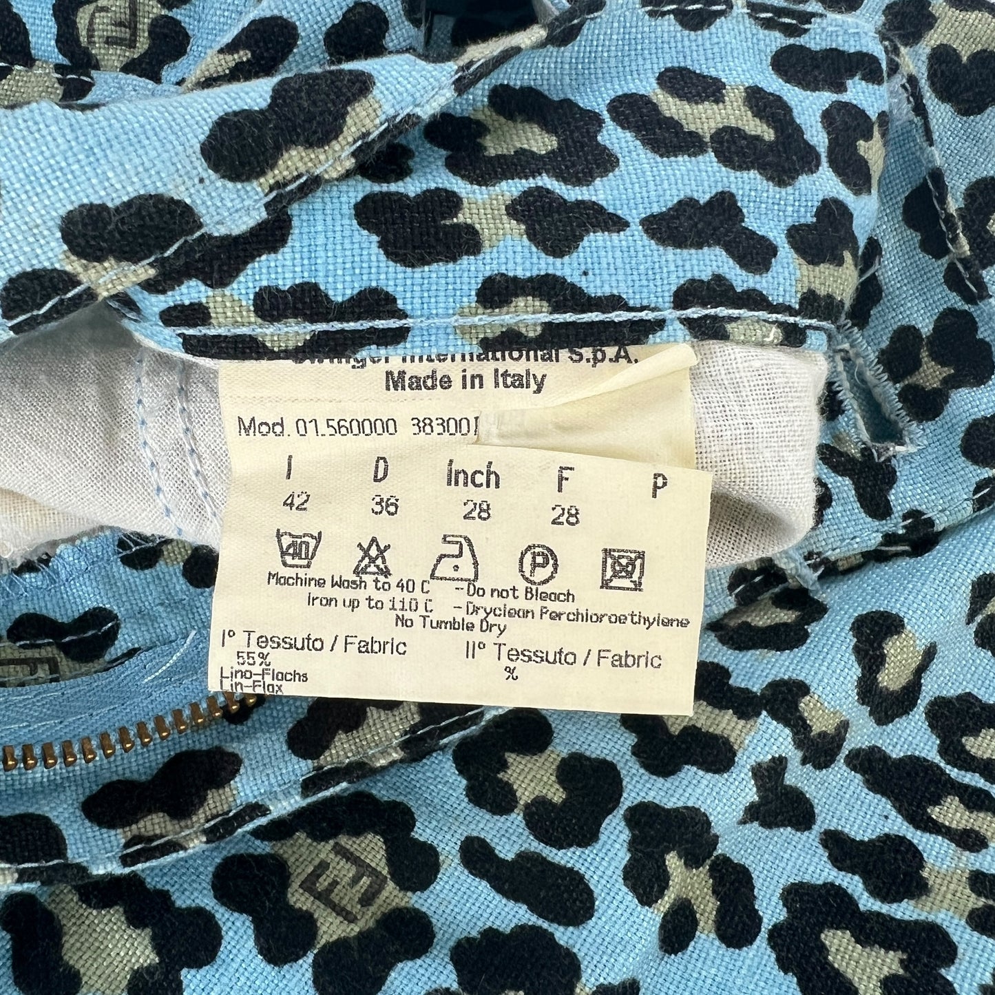 Fendi Vintage Leopard Print Linen Pants