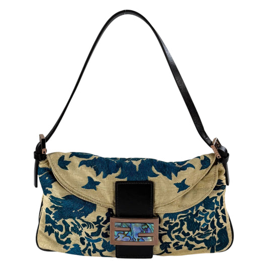 Fendi Mother of Pearl Embroidered Double Flap Baguette