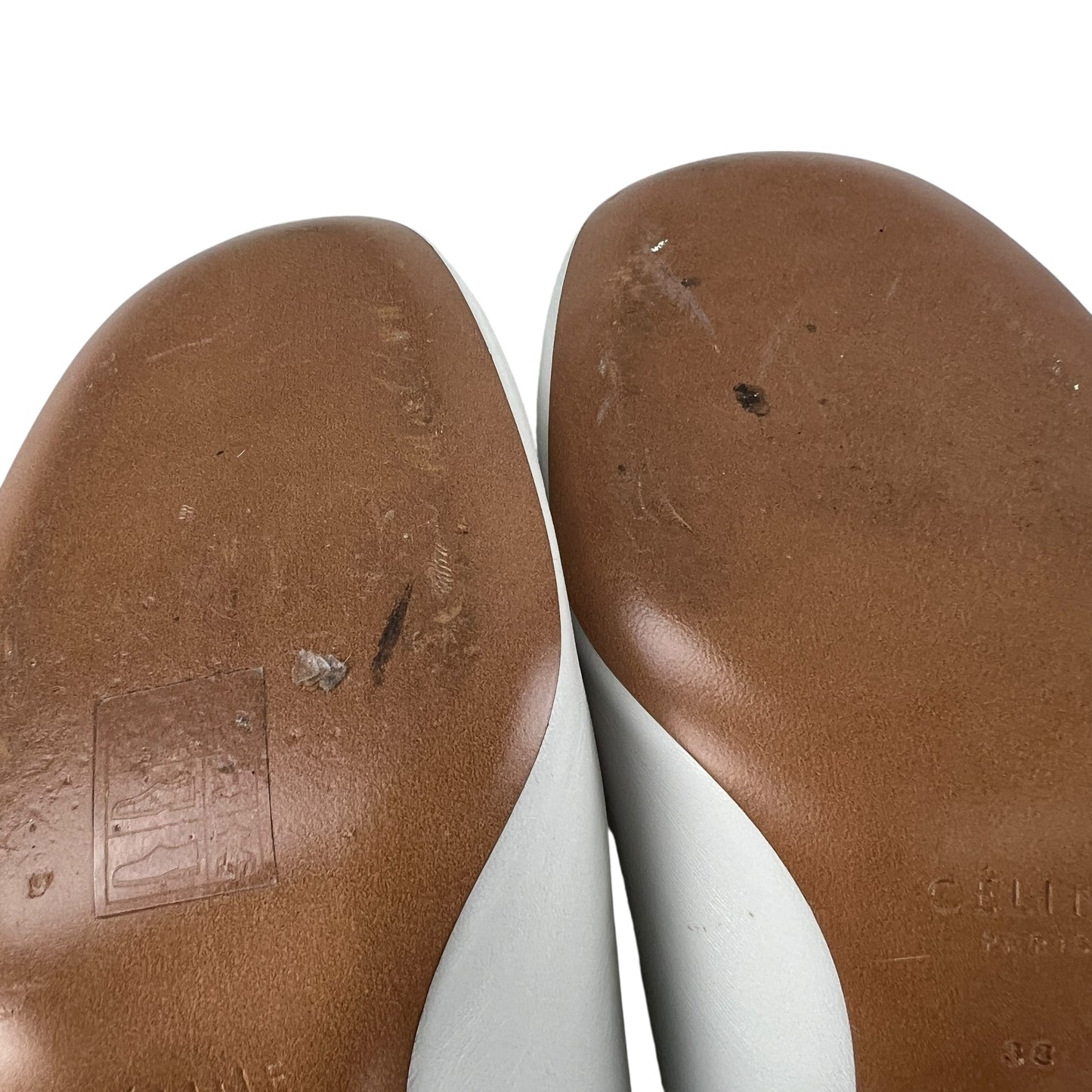 Celine White Block Heels