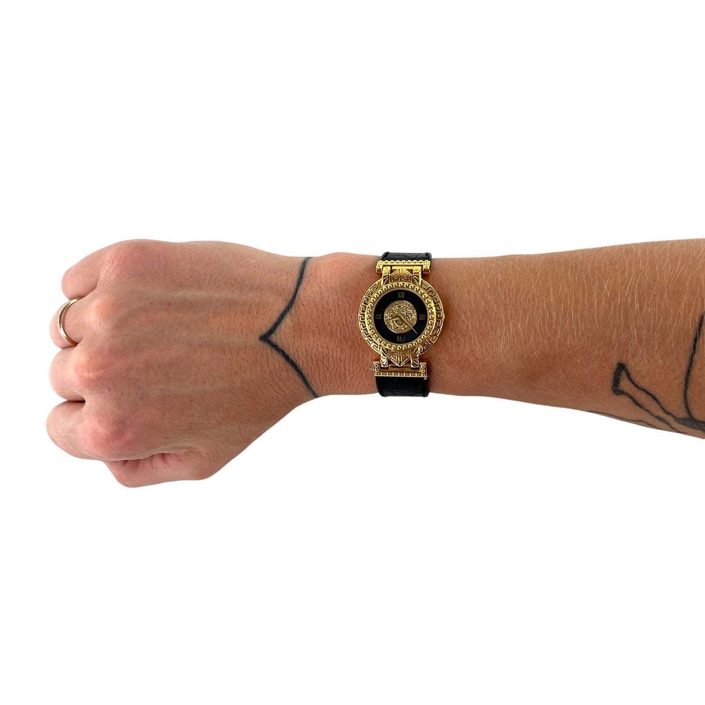 Versace Vintage La Greca & Medusa Leather Watch