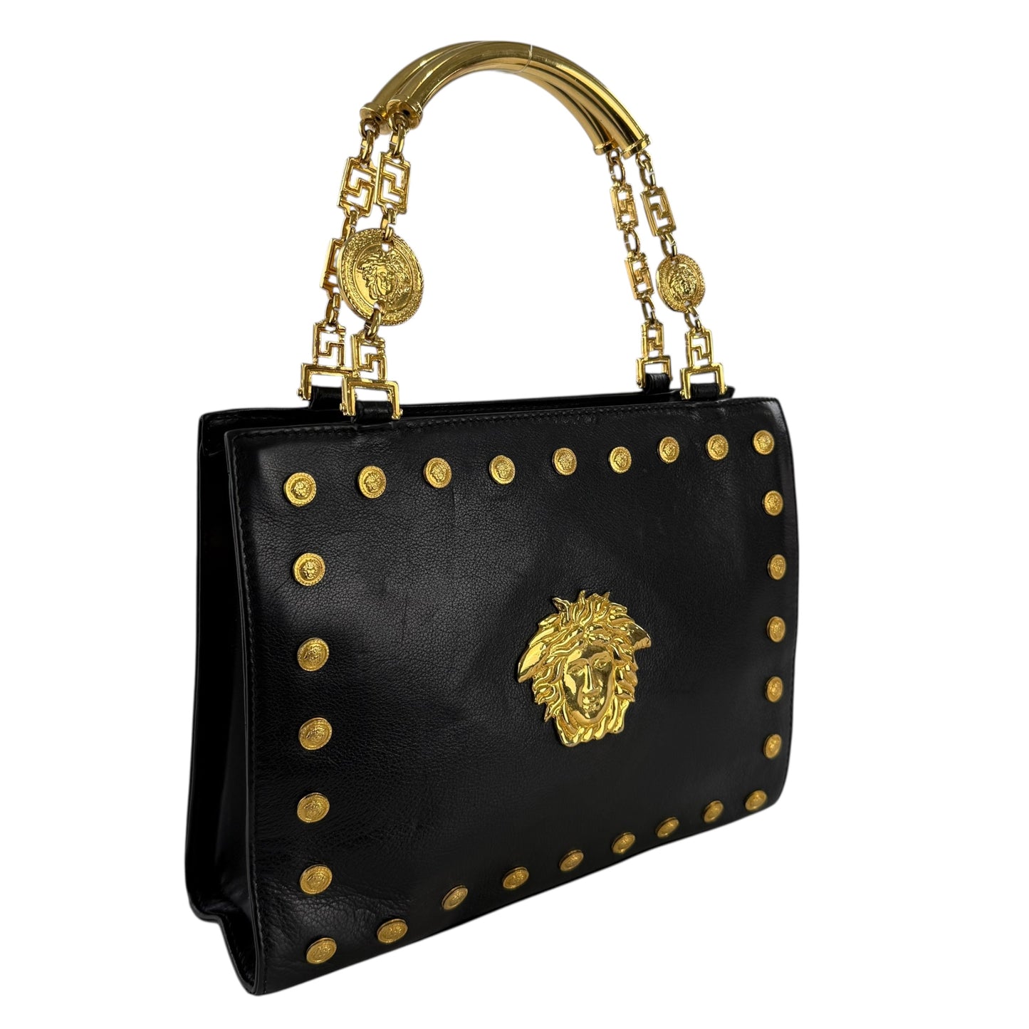 Versace Studded Medusa Leather Handbag