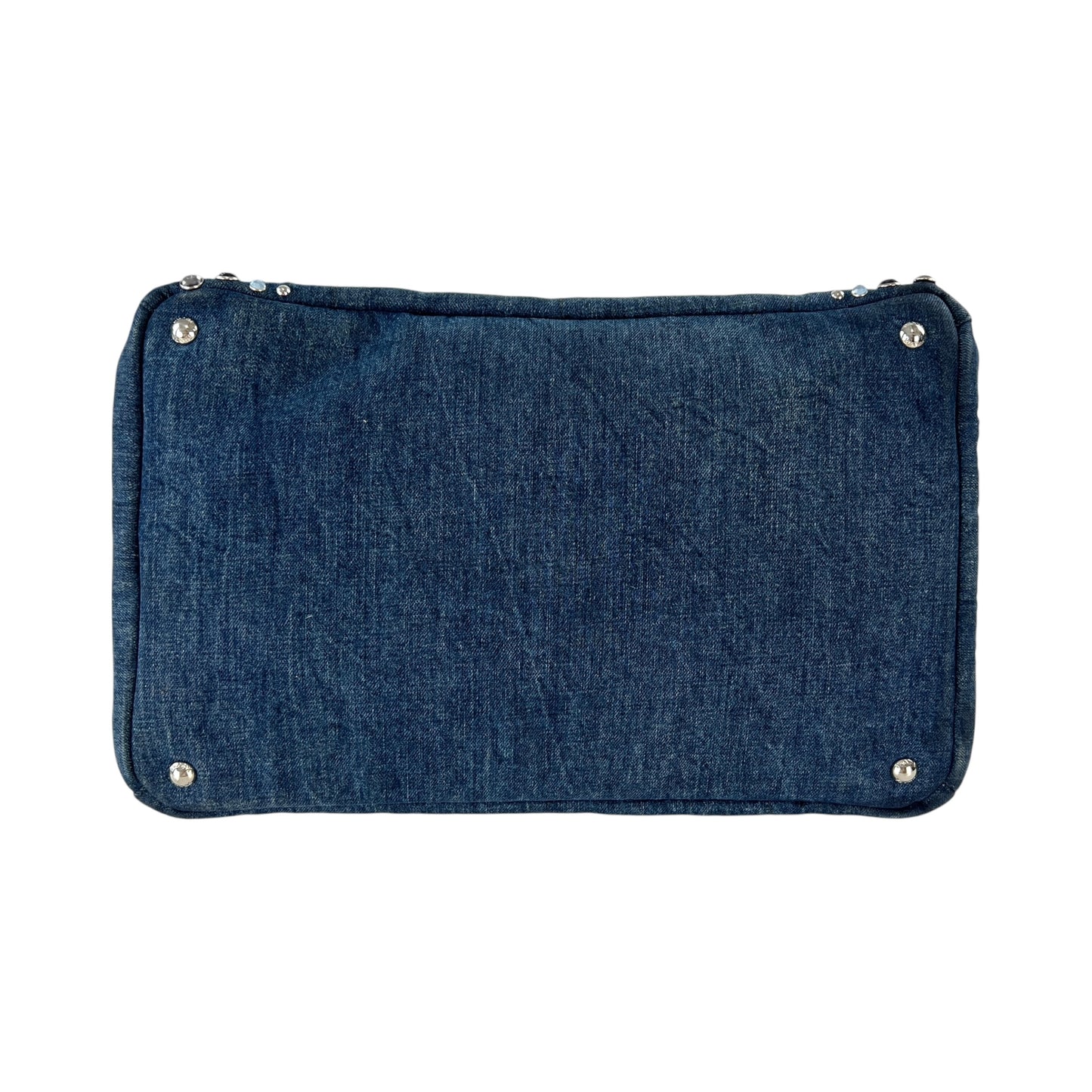 Prada Canapa Rhinestone Denim Tote Bag