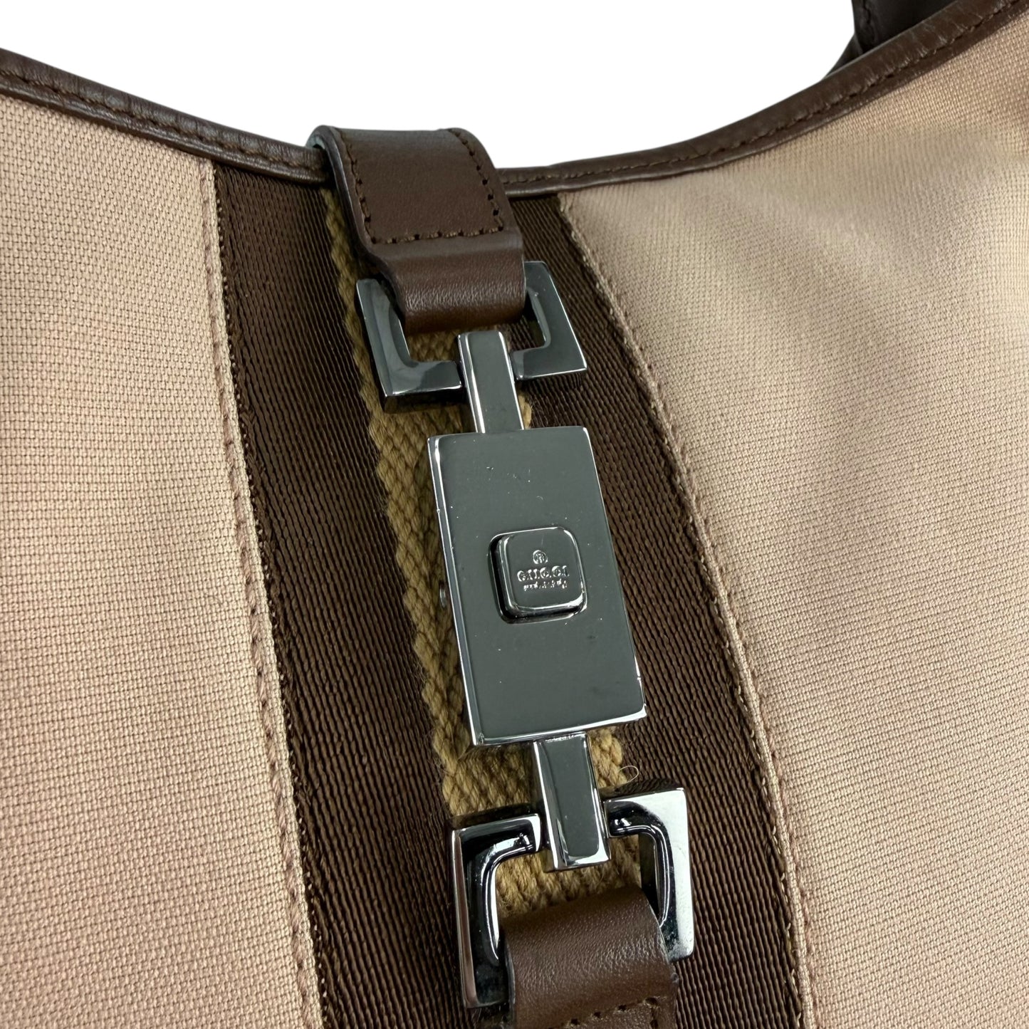 Gucci Nylon Striped Jackie Shoulder Bag