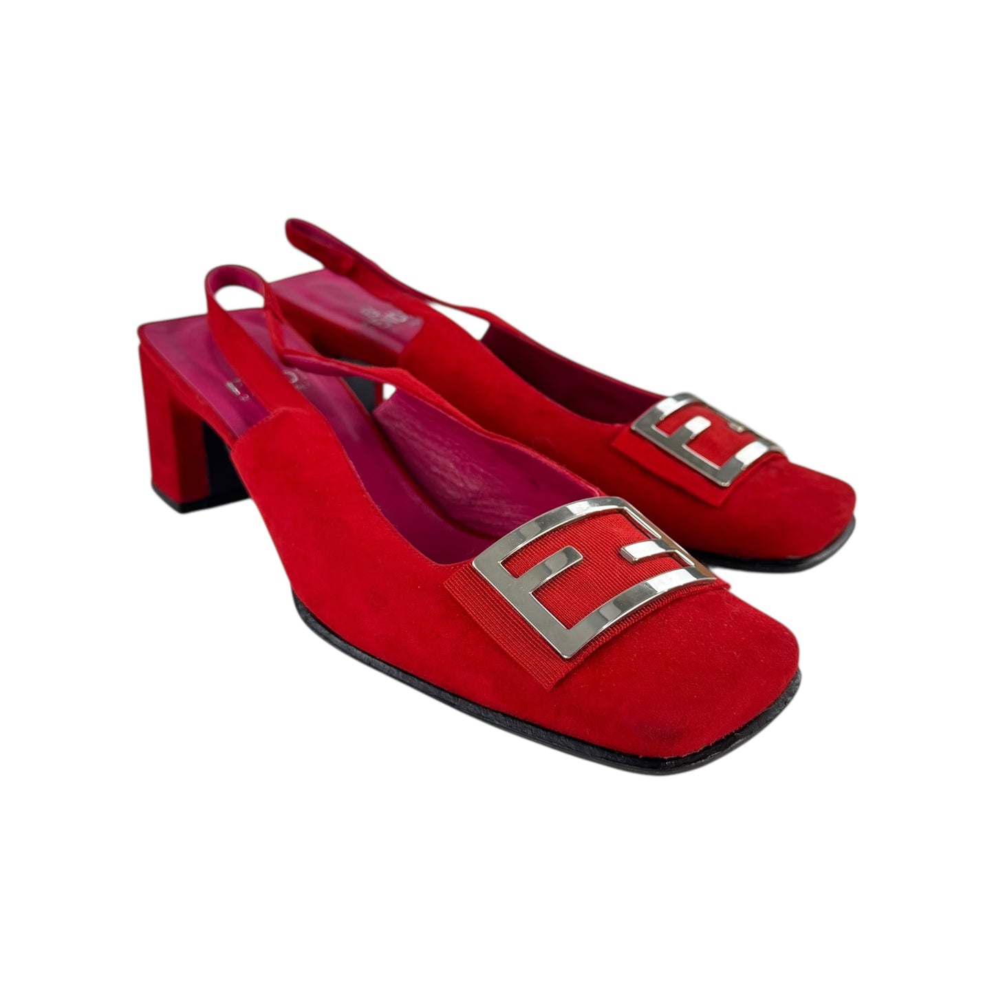 Fendi Vintage Red Suede Heels
