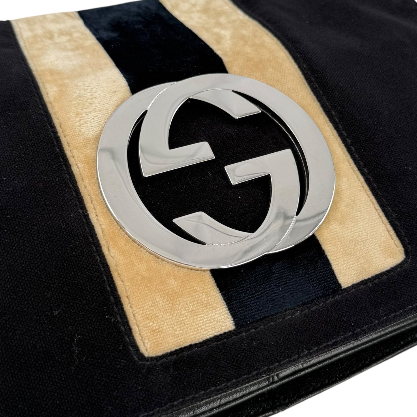 Gucci Blondie Web Flap Velvet Shoulder Bag