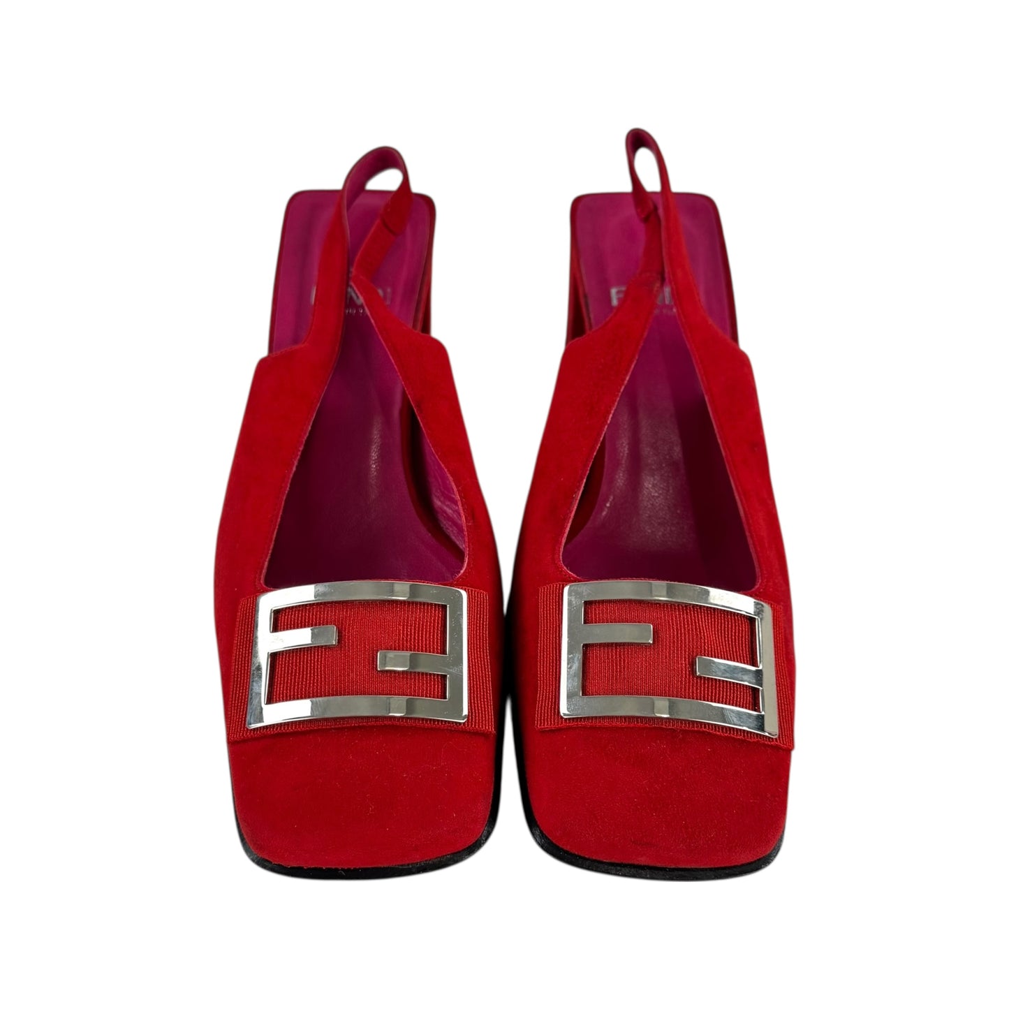 Fendi Vintage Red Suede Heels