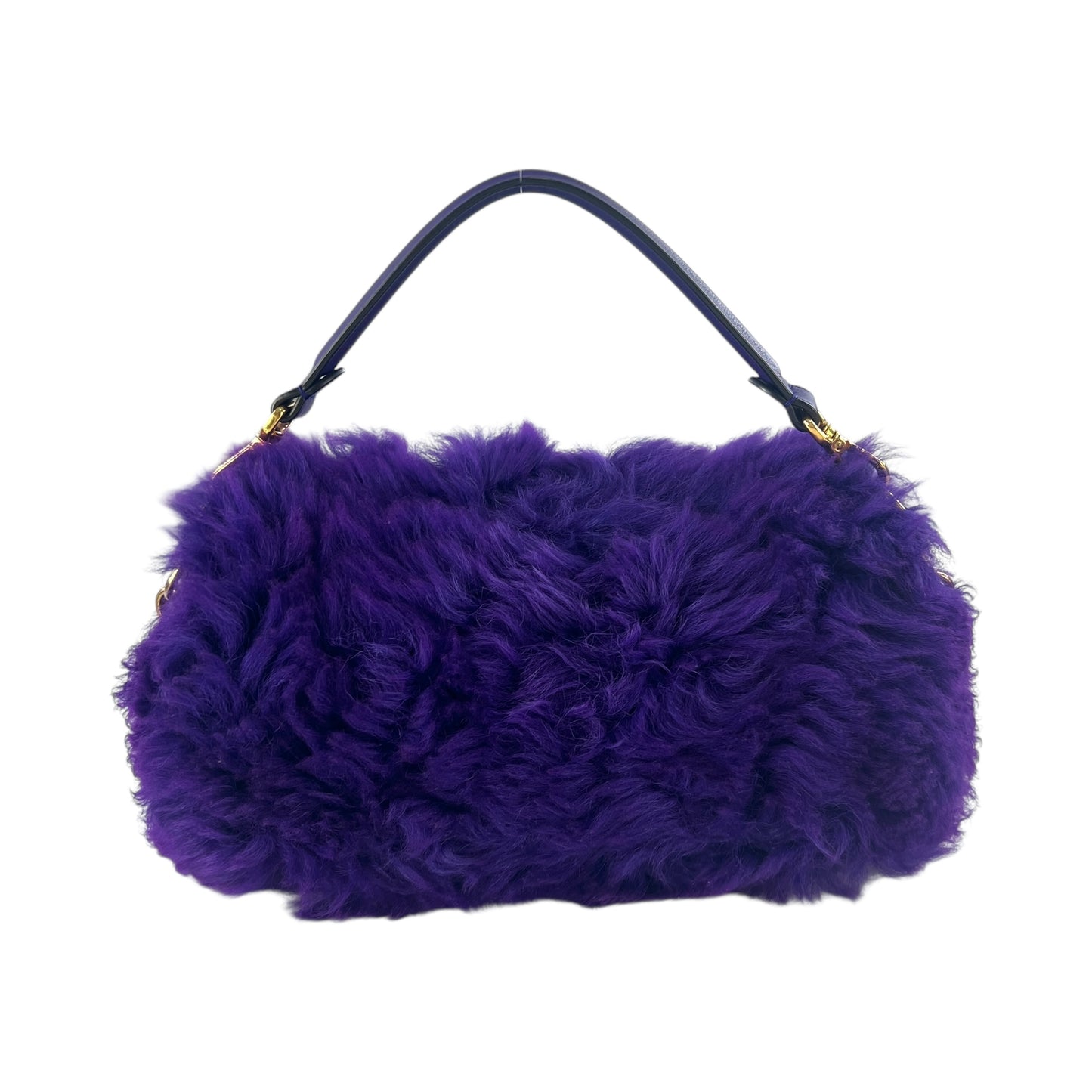 Fendi Purple Shearling Baguette Bag