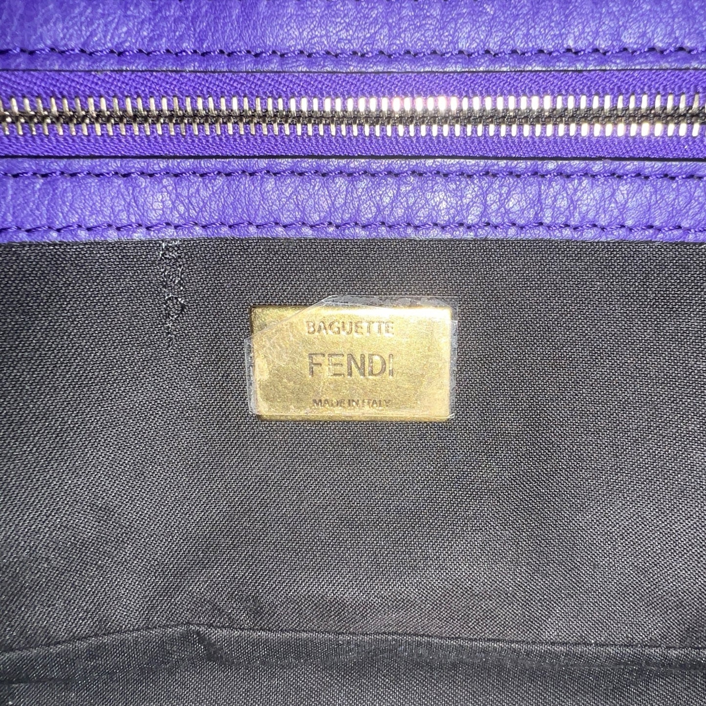 Fendi Purple Shearling Baguette Bag