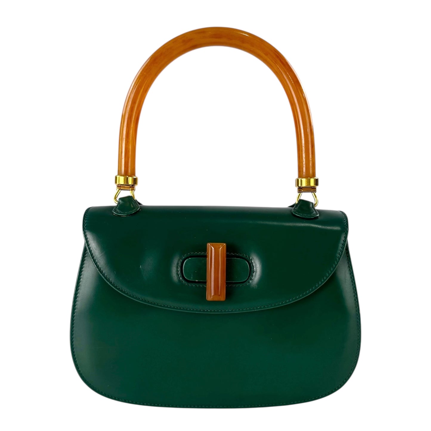 Gucci Top Handle Leather Turnlock Handbag