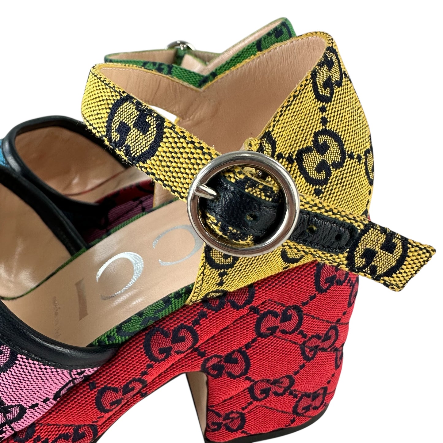 Gucci Monogram Multicolor Chunky Heels