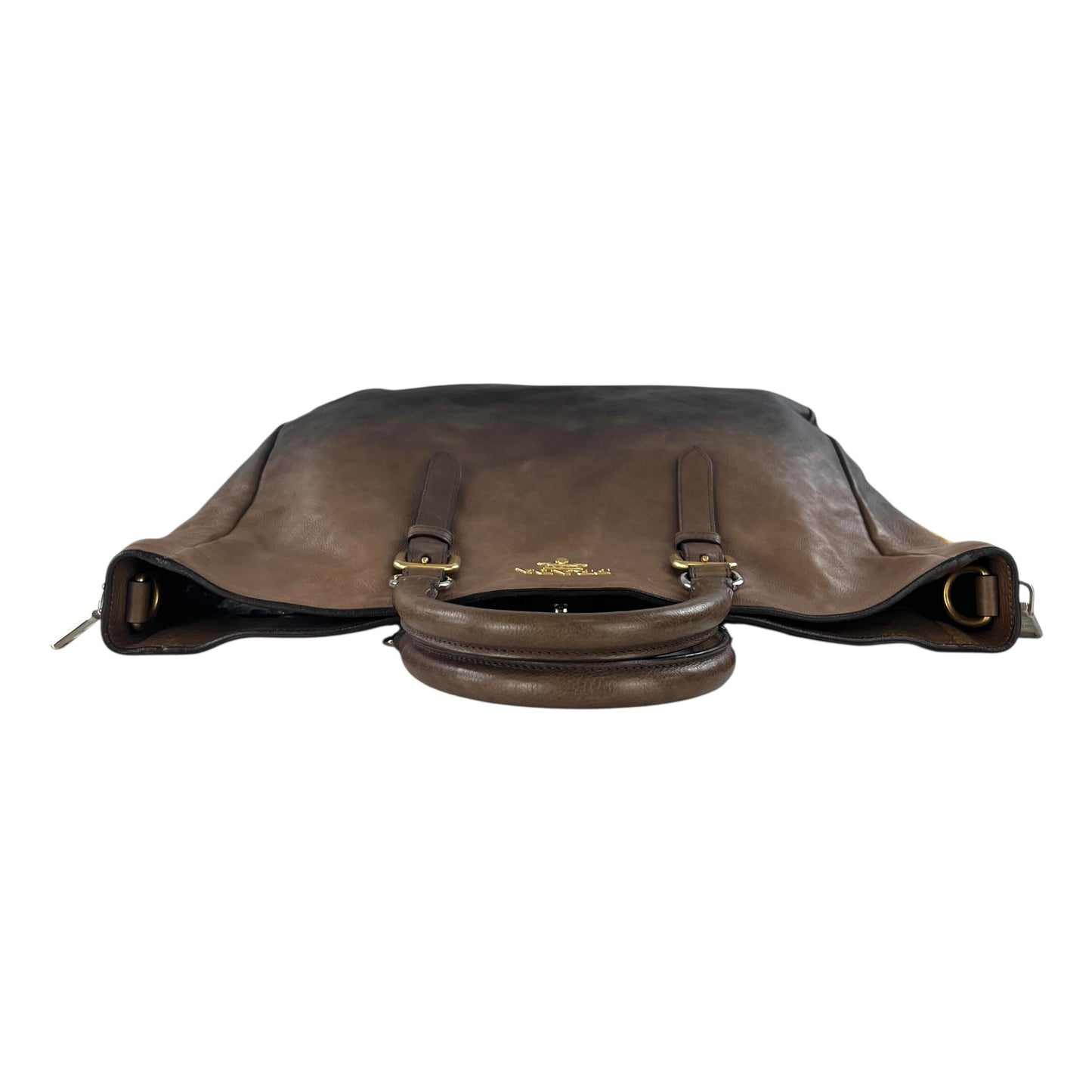 Prada Double Zipper Leather Tote Bag