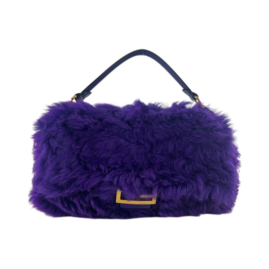 Fendi Purple Shearling Baguette Bag