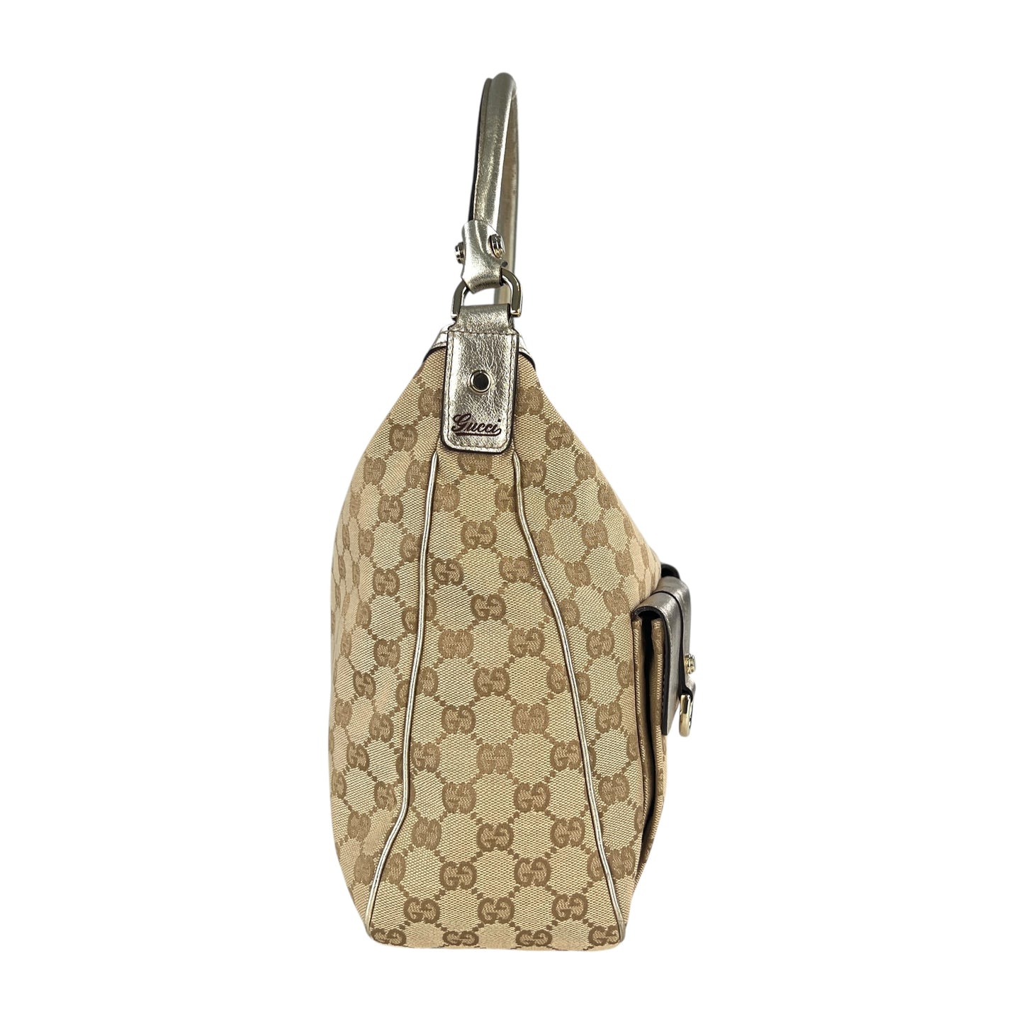Gucci Monogram Metallic Leather Hobo Bag