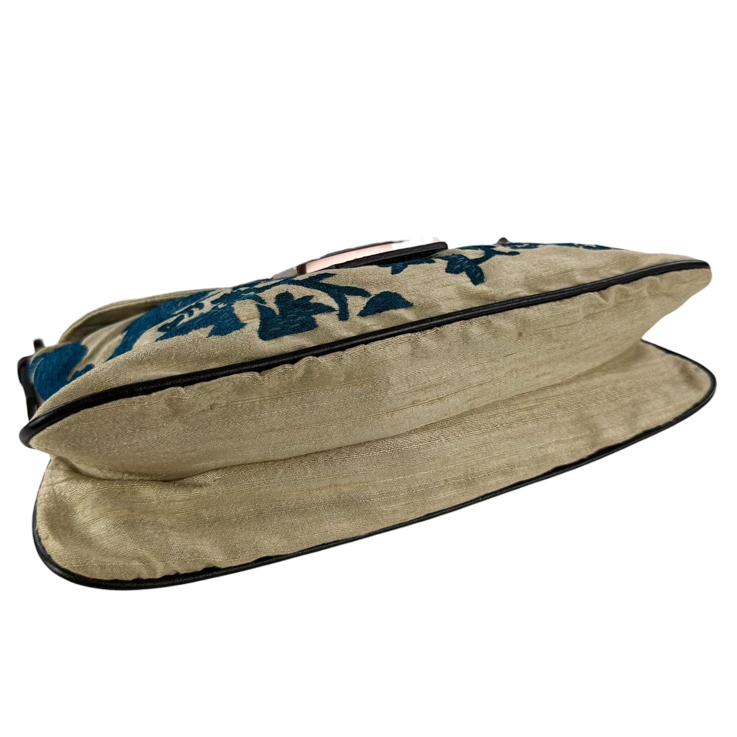 Fendi Mother of Pearl Embroidered Double Flap Baguette
