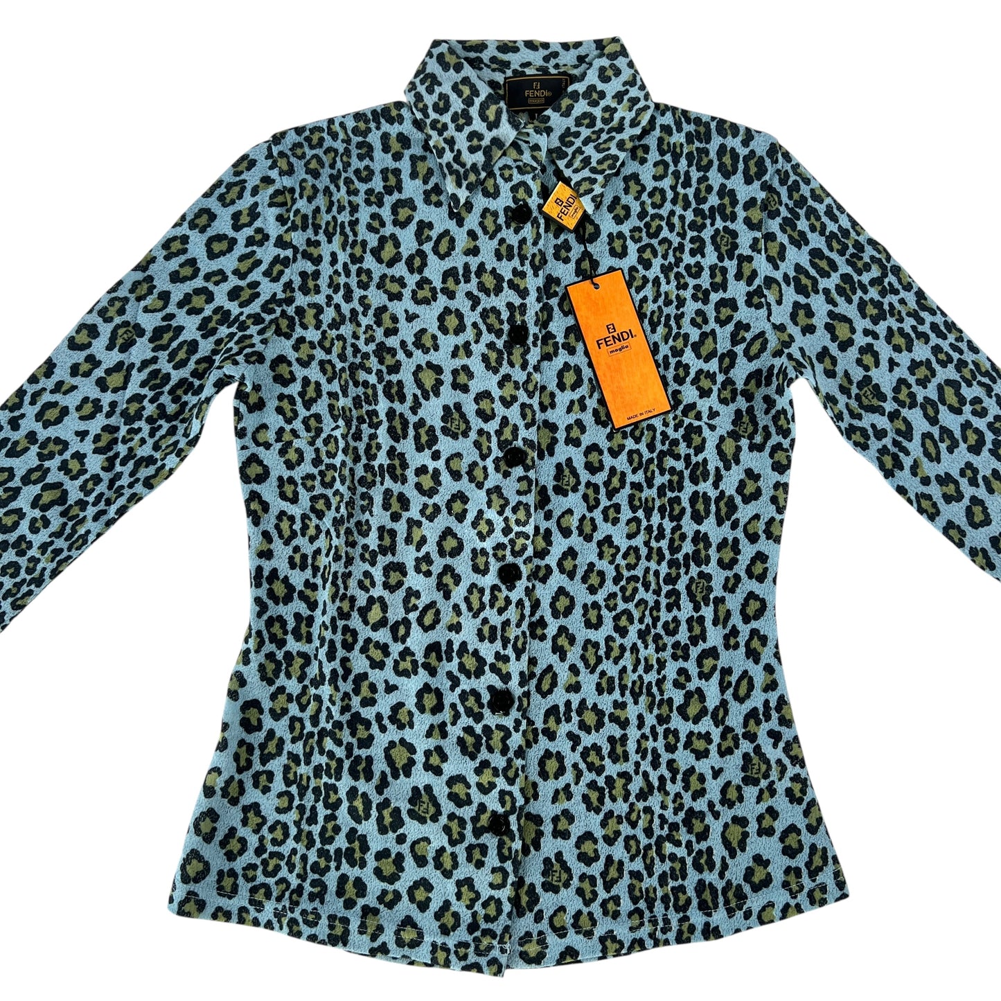 Fendi Vintage Leopard Print Button Down Blouse