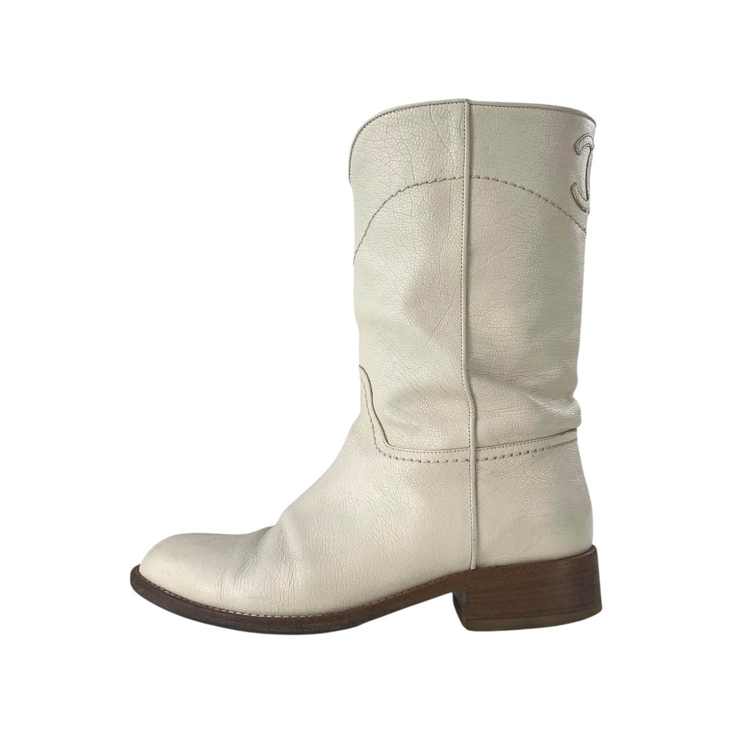 Chanel CC Leather Short Cowboy Boots