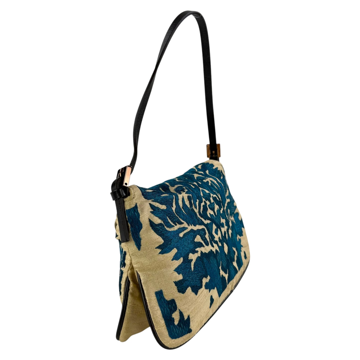 Fendi Mother of Pearl Embroidered Double Flap Baguette