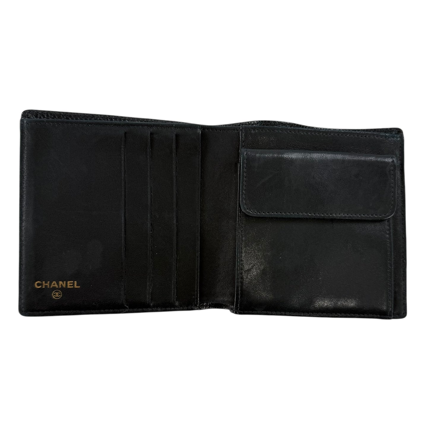 Chanel CC Logo Caviar Leather Bifold Wallet