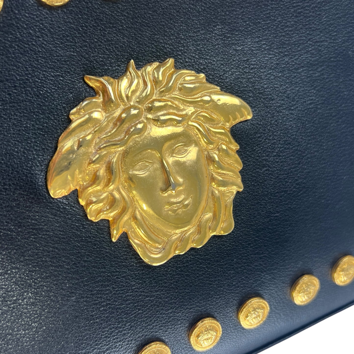 Versace Vintage Medusa Studded Shoulder Bag