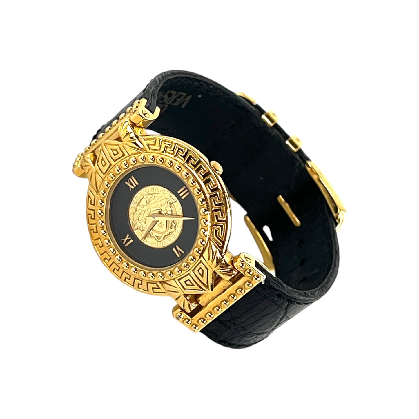 Versace Vintage La Greca & Medusa Leather Watch