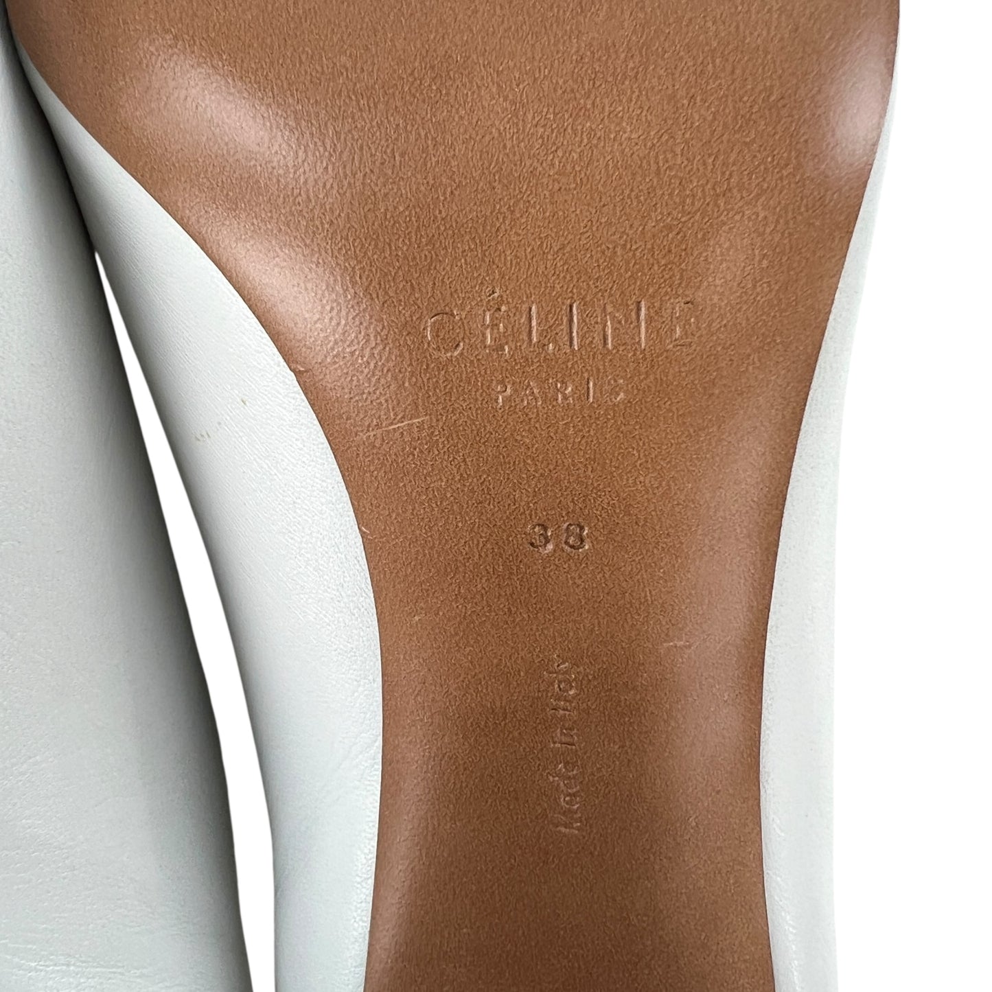 Celine White Block Heels