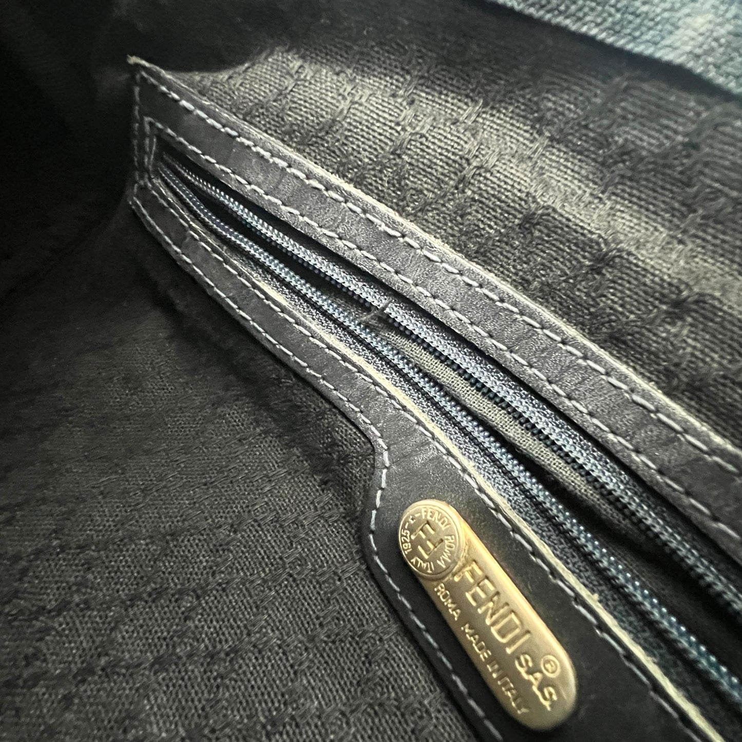 Fendi Vintage Pequin Boston Bag