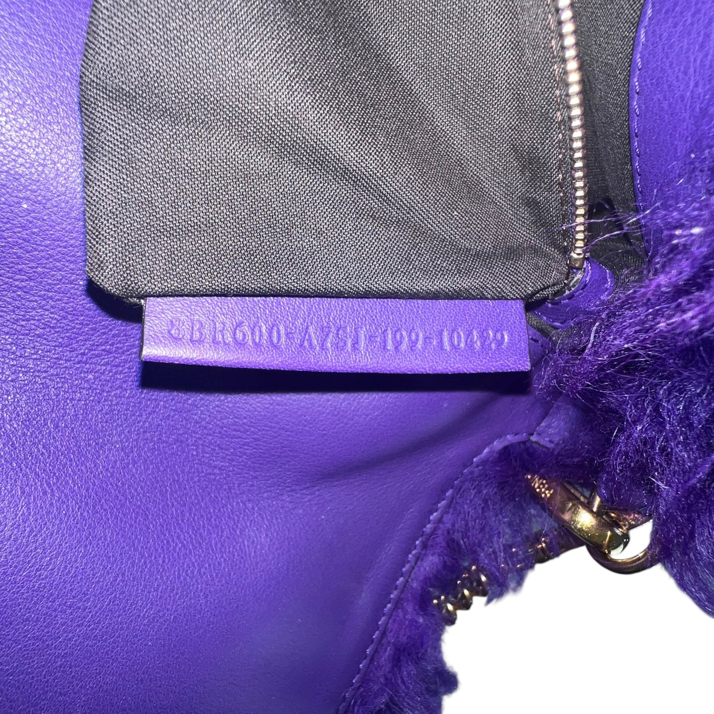 Fendi Purple Shearling Baguette Bag