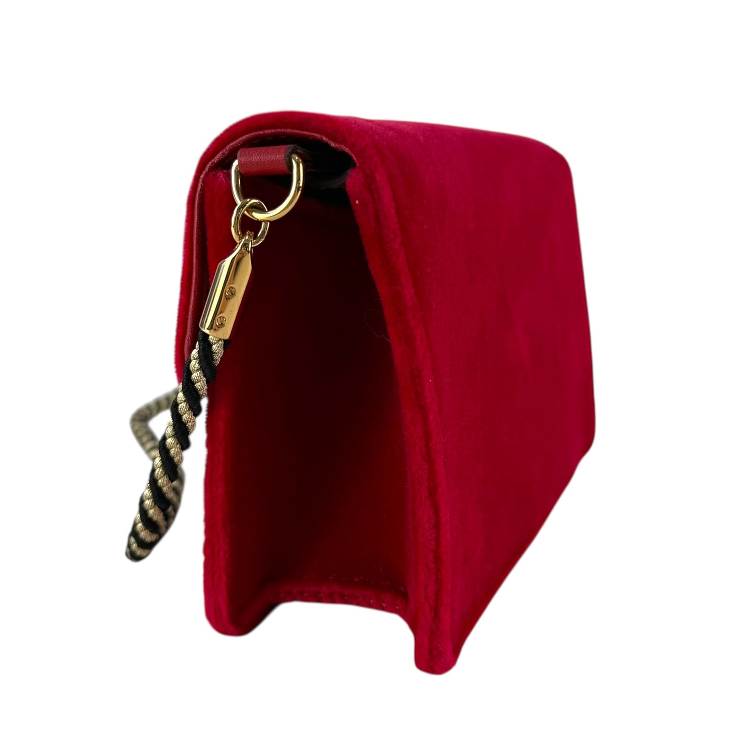 Gucci Red Velour G Rhinestone Shoulder Bag