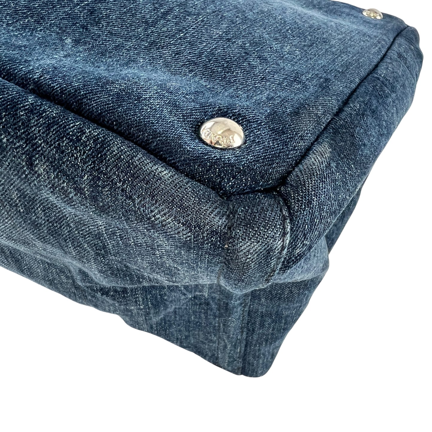 Prada Canapa Rhinestone Denim Tote Bag