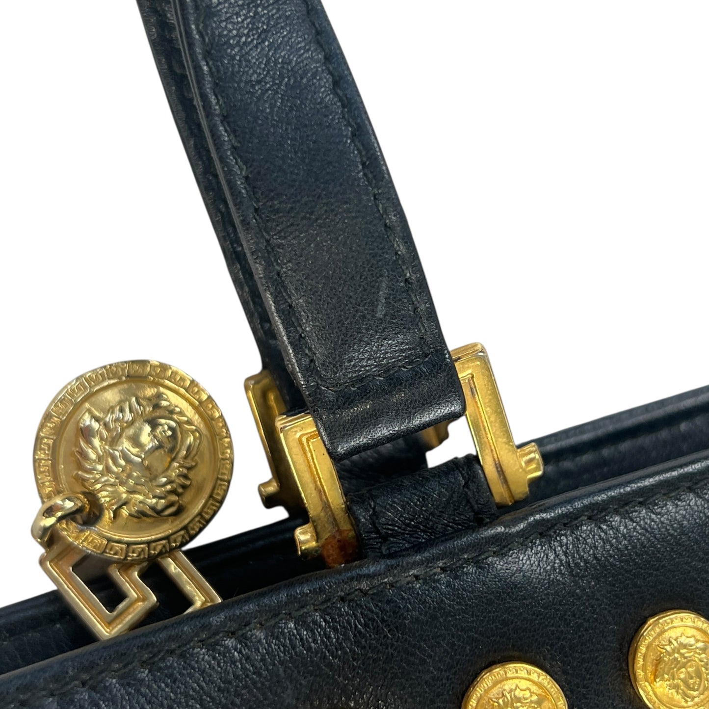 Versace Vintage Medusa Studded Shoulder Bag