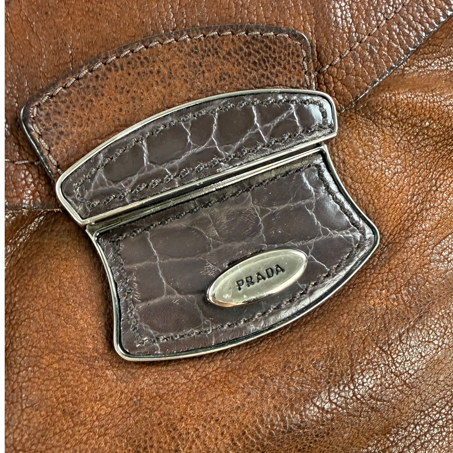 Prada Antic Easy Flap Leather Shoulder Bag