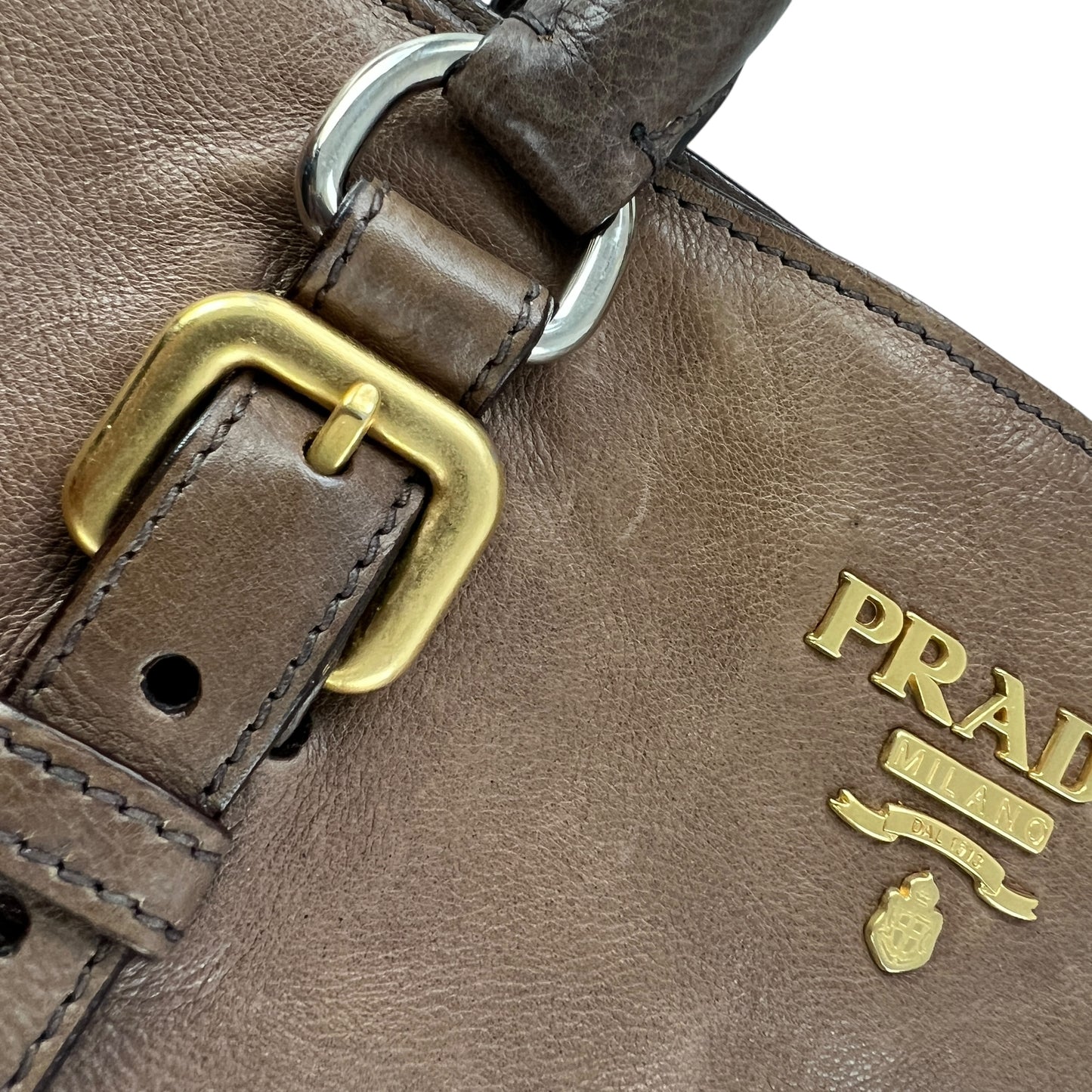 Prada Double Zipper Leather Tote Bag