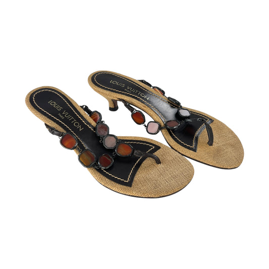 Louis Vuitton Raffia Heeled Sandals