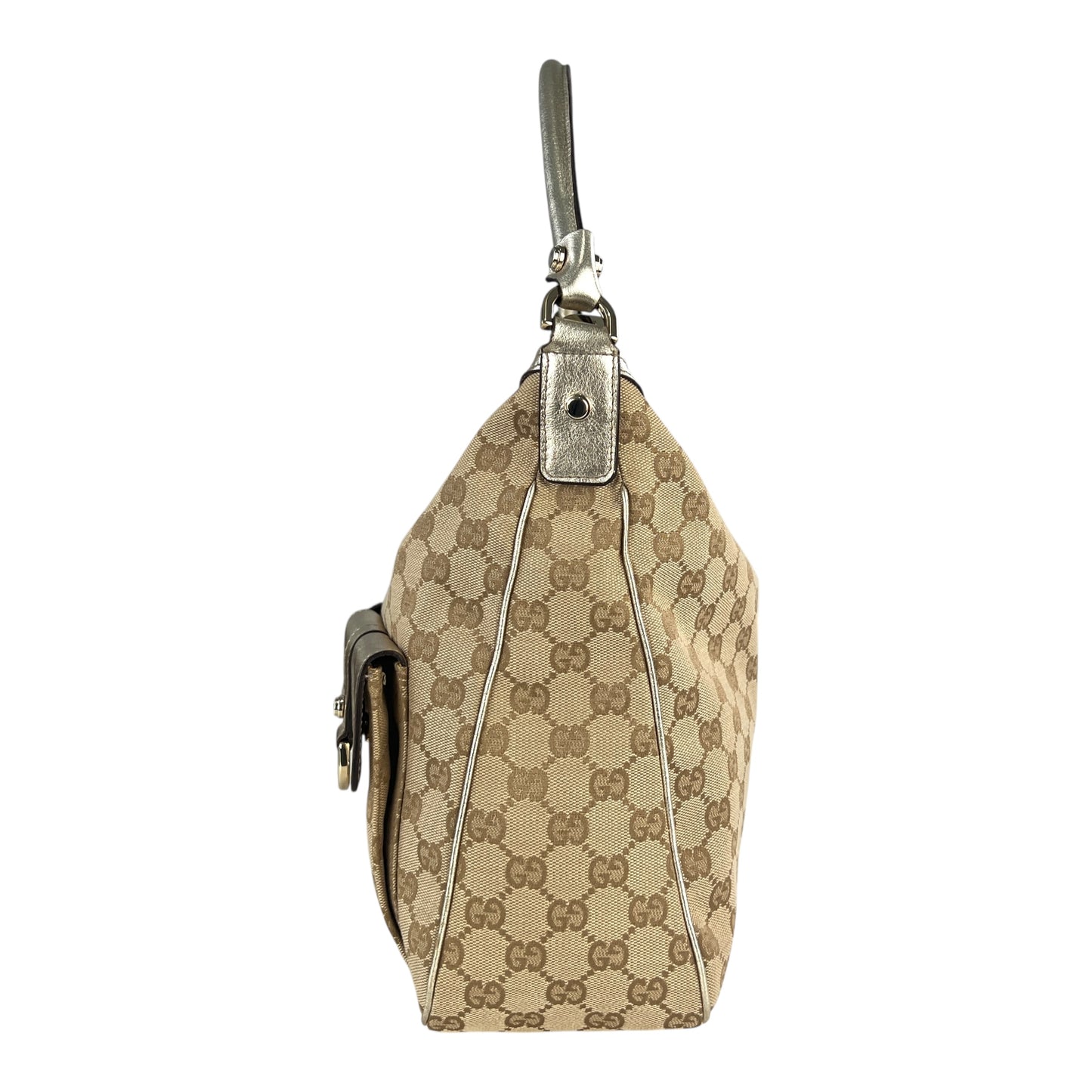 Gucci Monogram Metallic Leather Hobo Bag