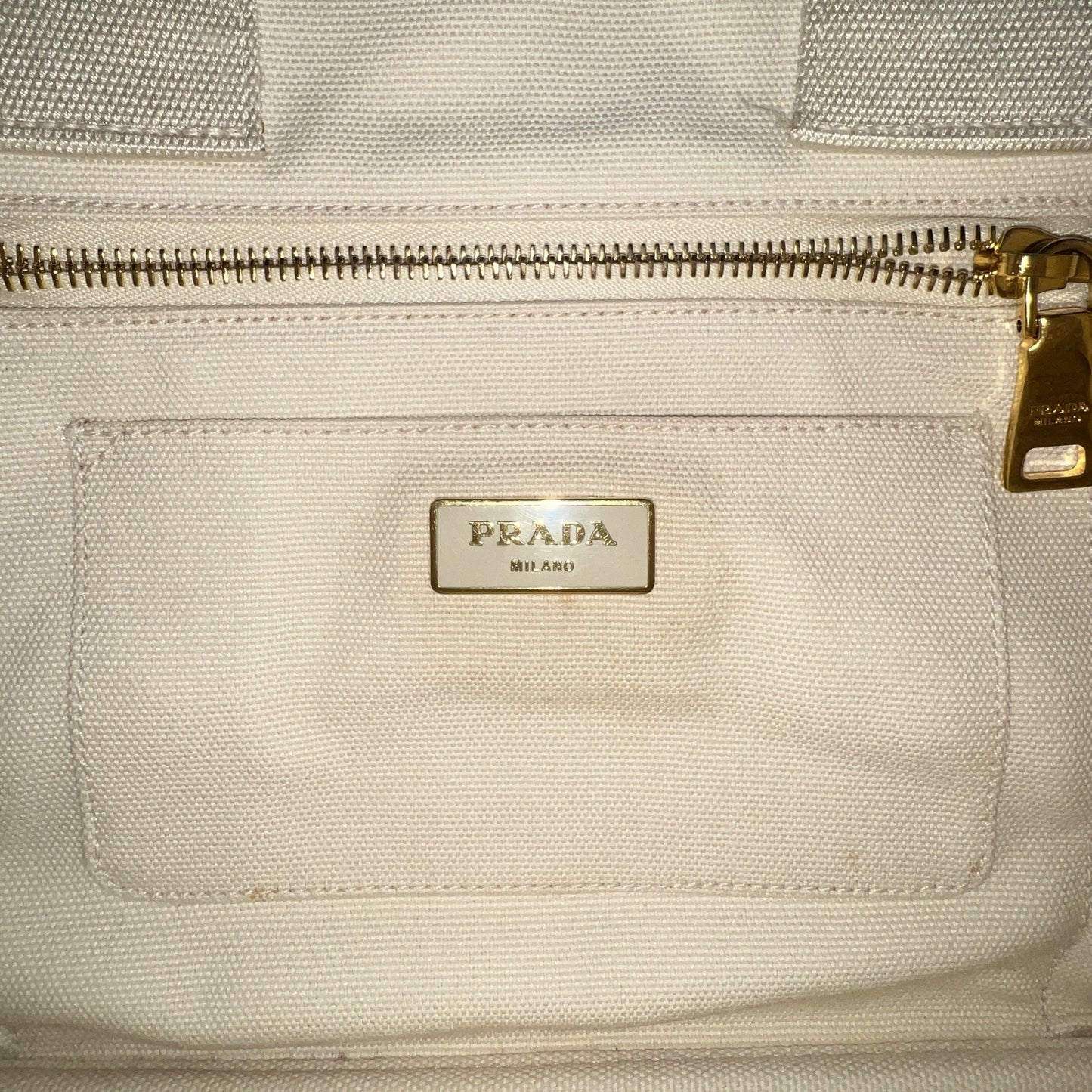 Prada Cream Canapa Tote Bag