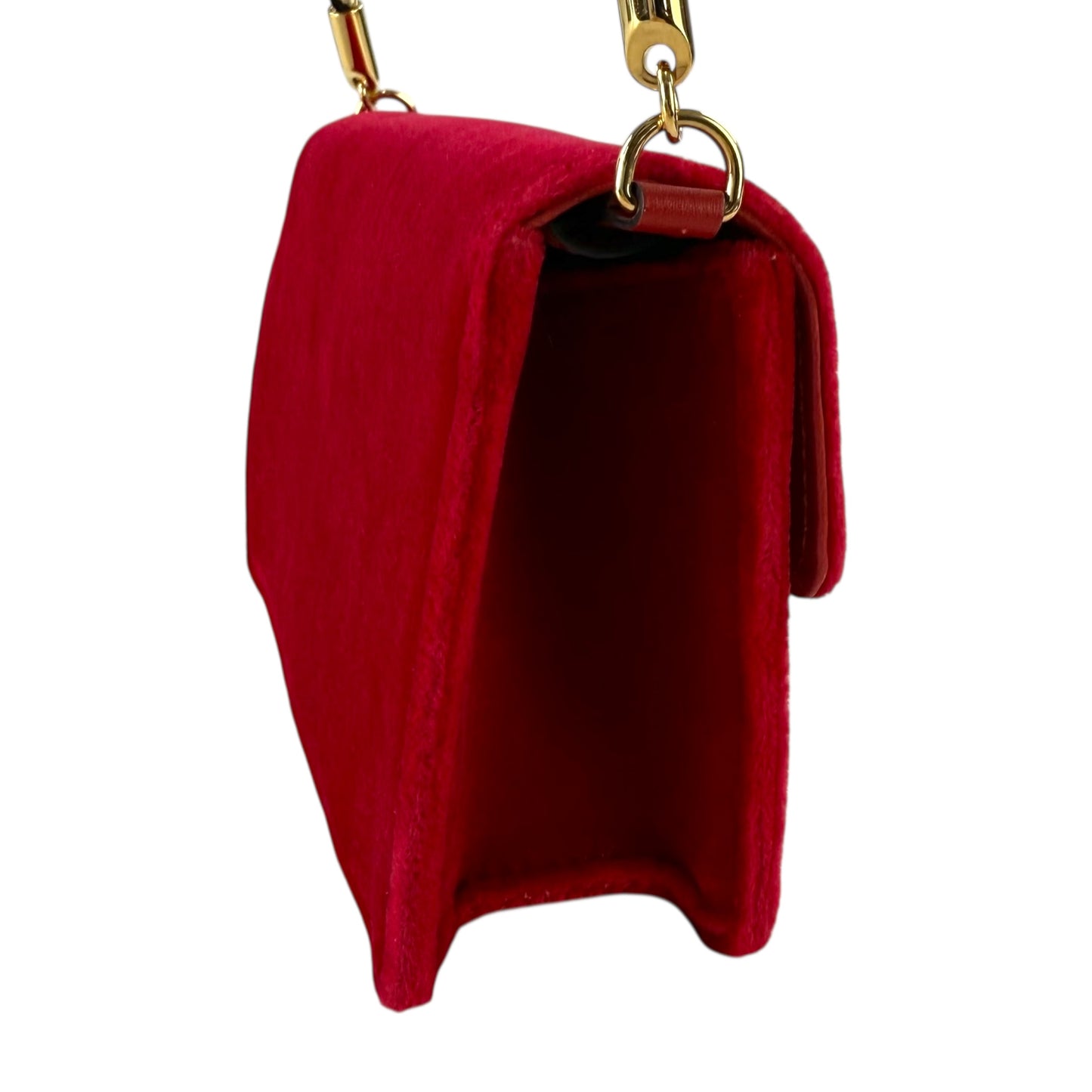 Gucci Red Velour G Rhinestone Shoulder Bag