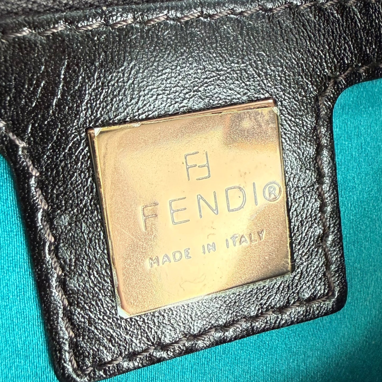 Fendi Mother of Pearl Embroidered Double Flap Baguette