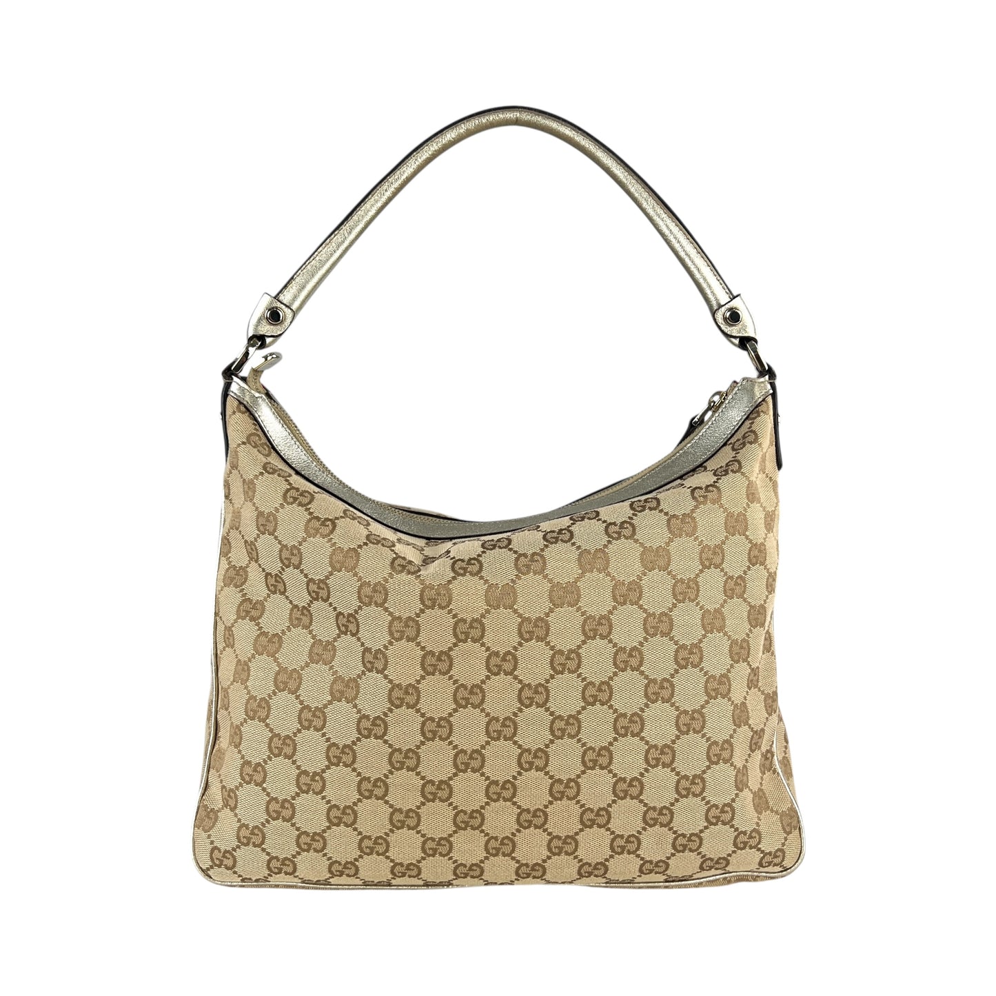Gucci Monogram Metallic Leather Hobo Bag