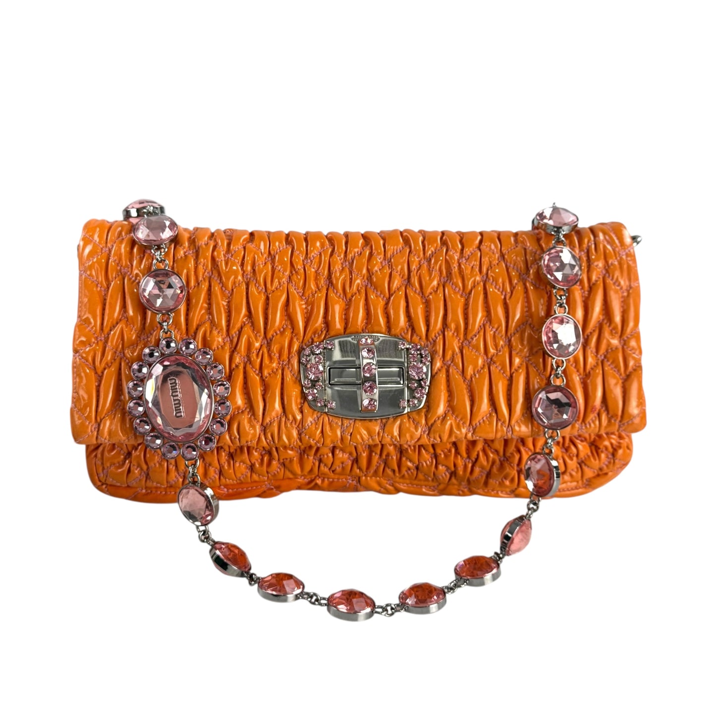 Miu Miu Crystal Nappa Matelassé Flap Bag